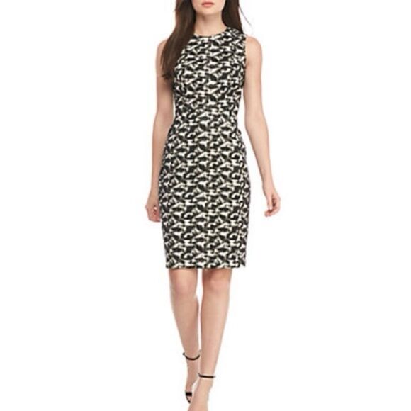 Calvin Klein Elegant Black and White Patterned Dress size 12 - Picture 2 of 13